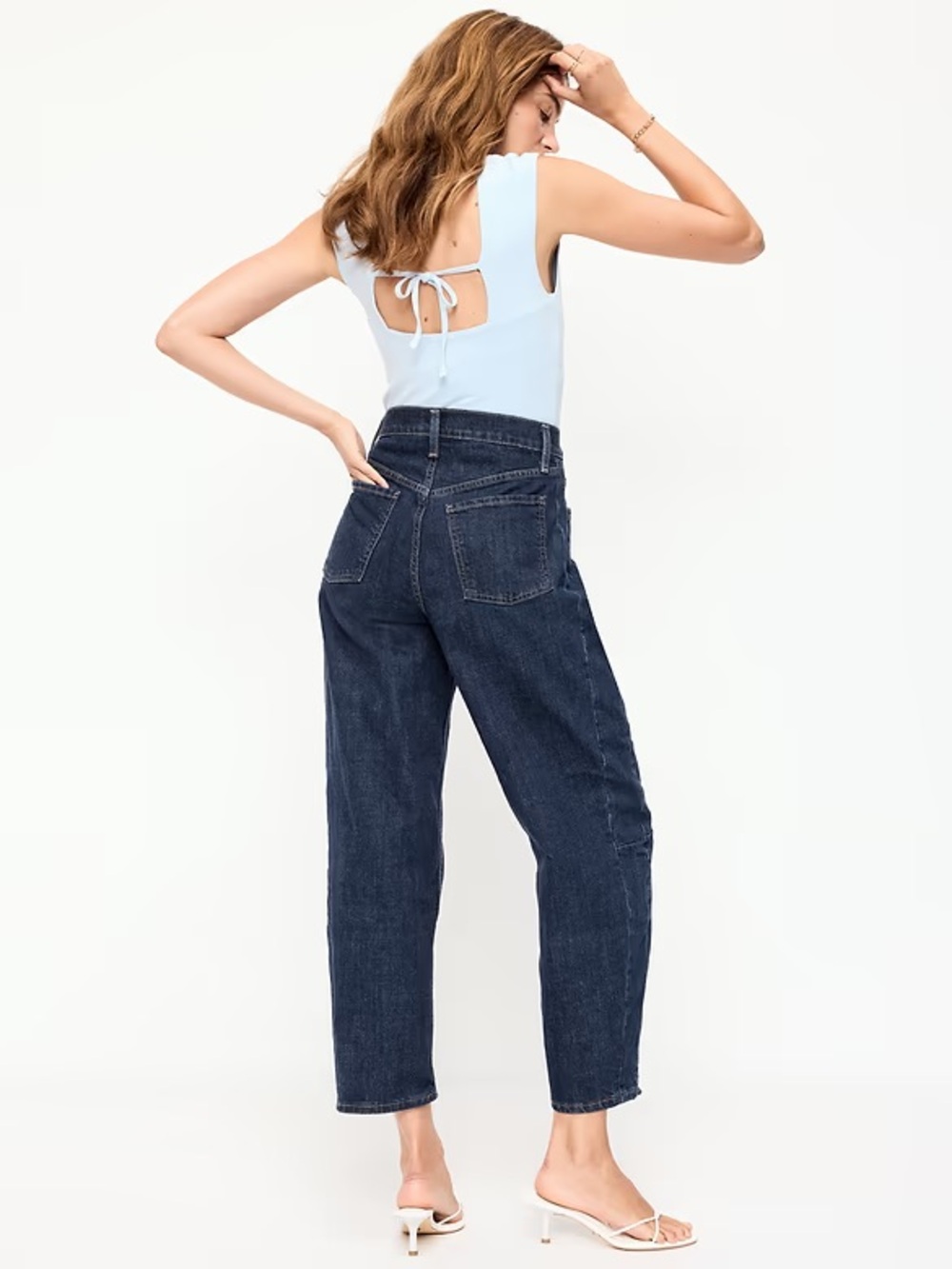 Old Navy Jeans Womens 8 Barrel Leg Dark Wash - Picture 9 of 9